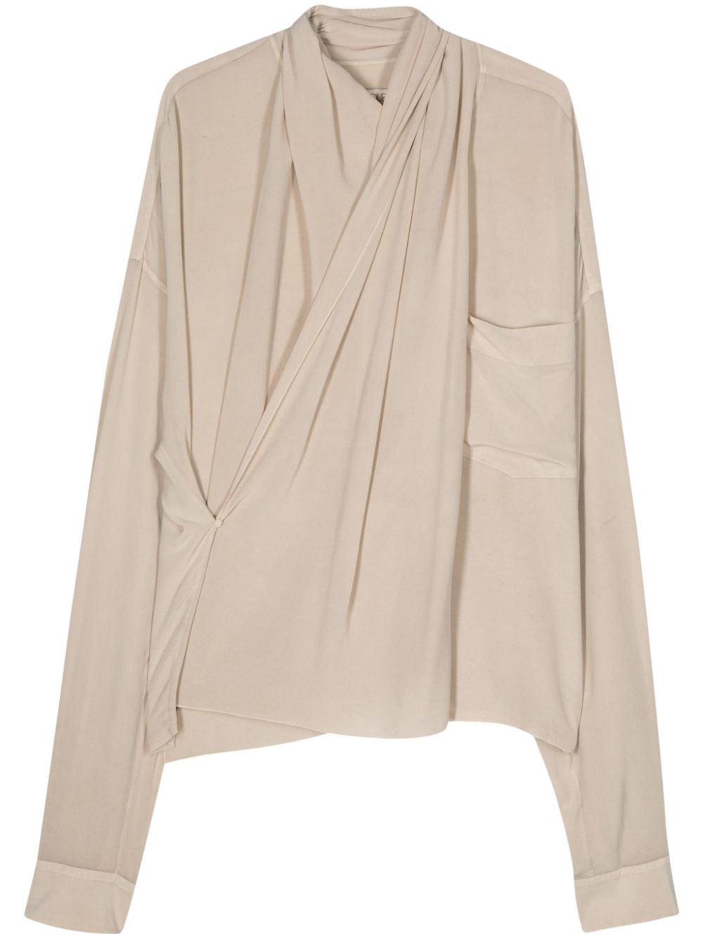 Crepe silk shawl blouse - Neutrals