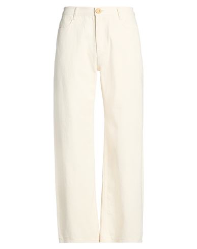 Man Jeans Cream Size L Cotton