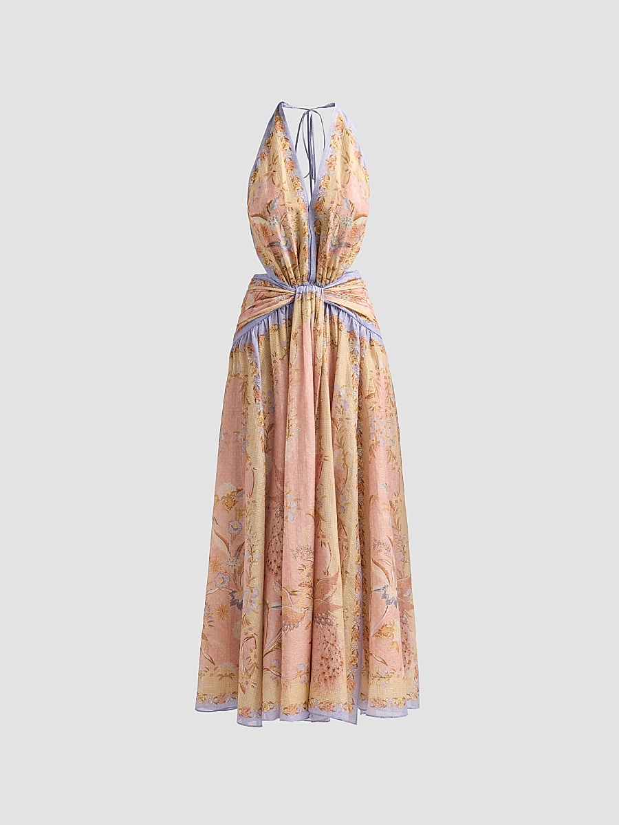 Women's Indra Floral A-Line Maxi Dress - Pink Scarf Floral