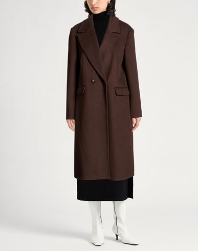 Woman Coat Dark brown Size 12 Polyester, Viscose
