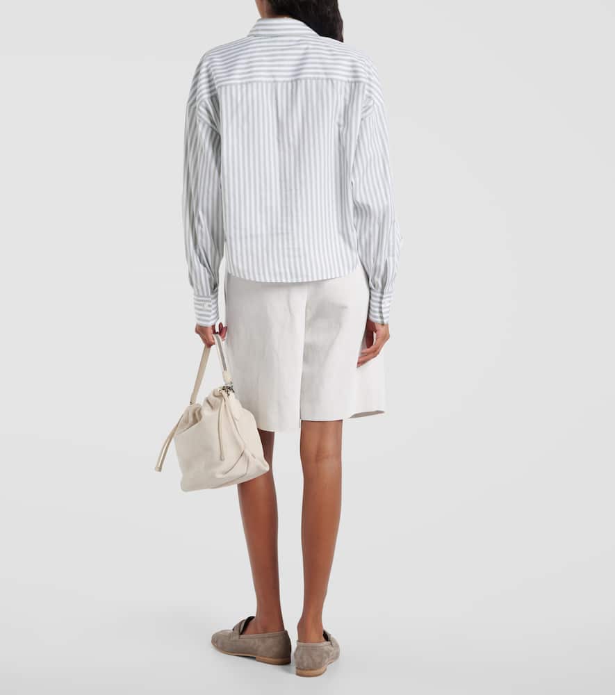 Striped cotton and silk poplin shirt