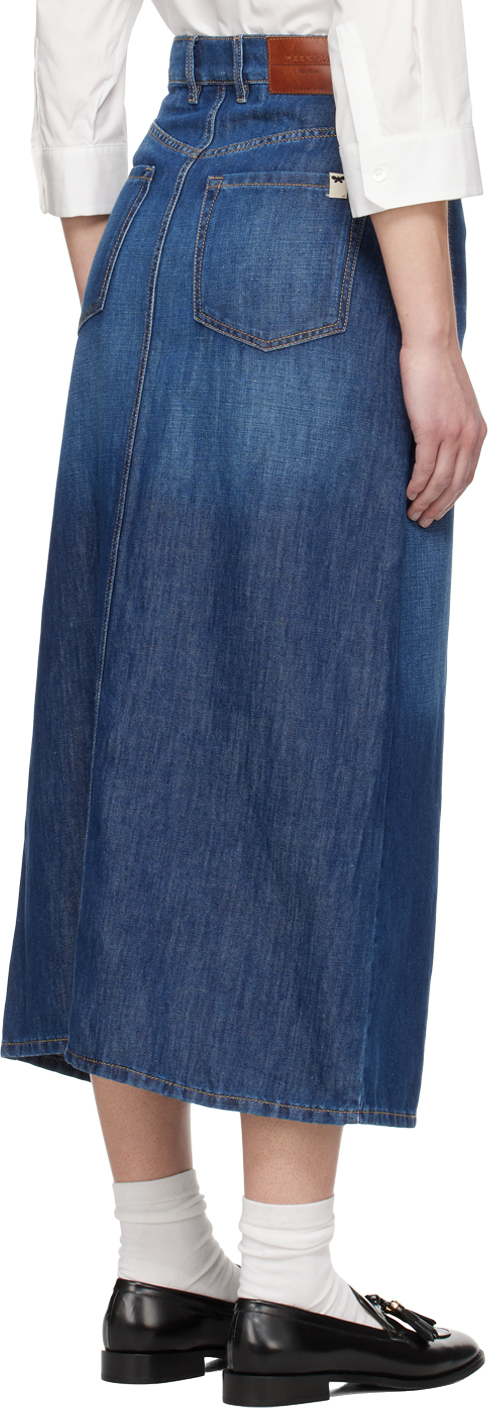 Weekend Max Mara Navy Gelada Denim Midi Skirt