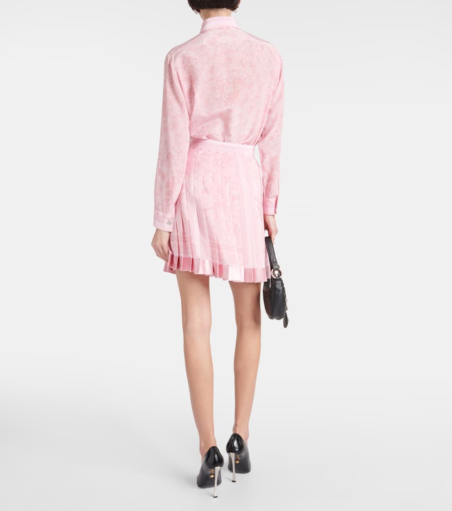 Barocco pleated silk miniskirt