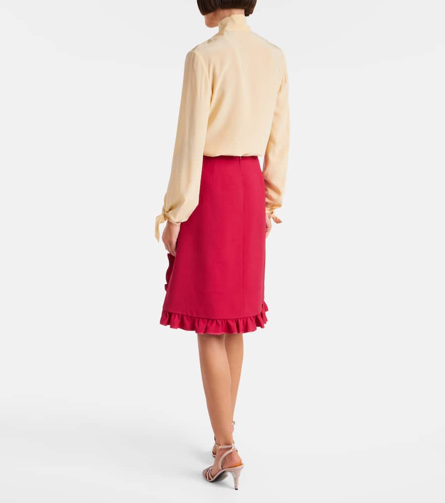 Crepe Couture ruffled midi skirt