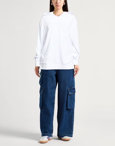 Woman Sweatshirt White Size XL Cotton, Polyester, Elastane