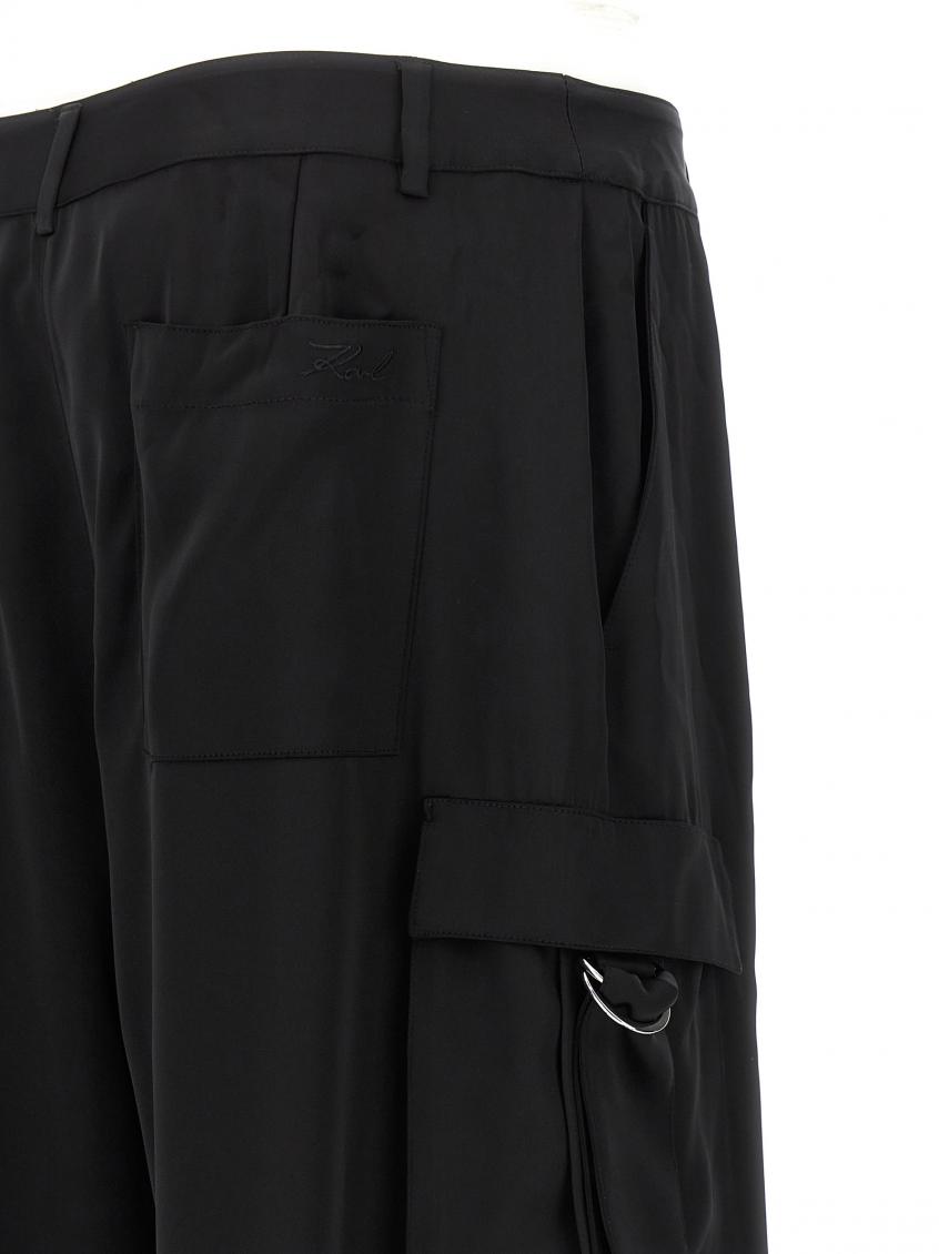 Satin-finish cargo trousers - Black