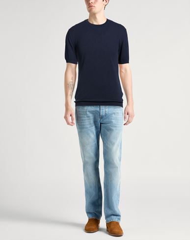 Man Sweater Navy Size 36 Cotton, Polyamide