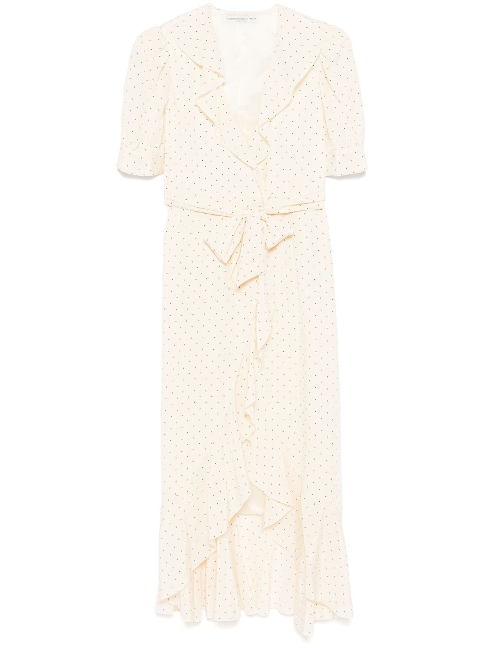 Polka-dot wrap midi dress - Neutrals