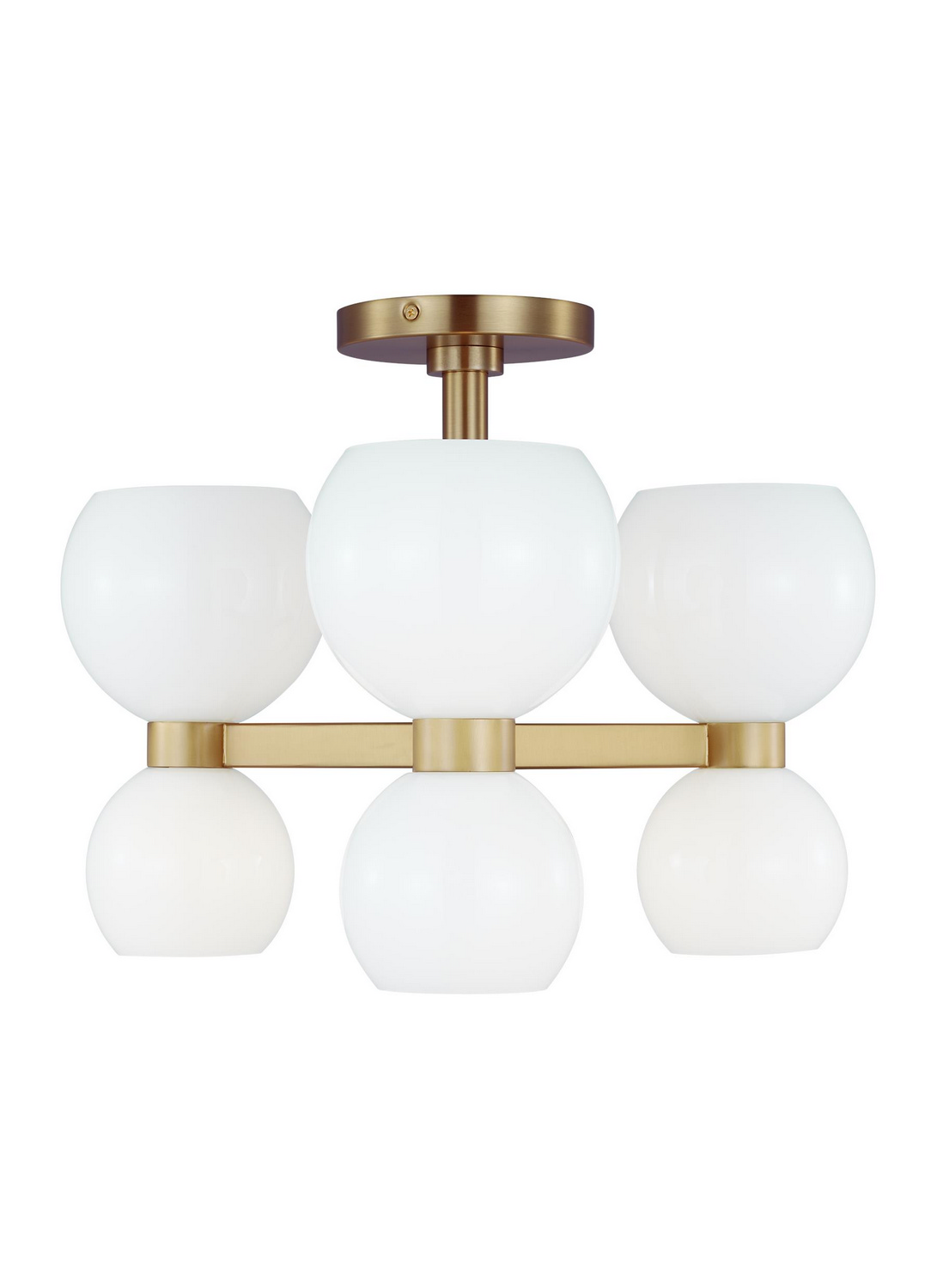 Visual Comfort Studio Londyn 6-Light Ceiling Light in Burnished Brass With Milk White Glass by Kate Spade New York
