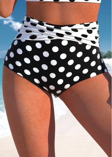Modlily High Waisted Polka Dot Black Bikini Botto