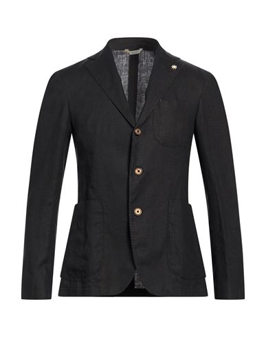 Man Blazer Black Size 38 Linen
