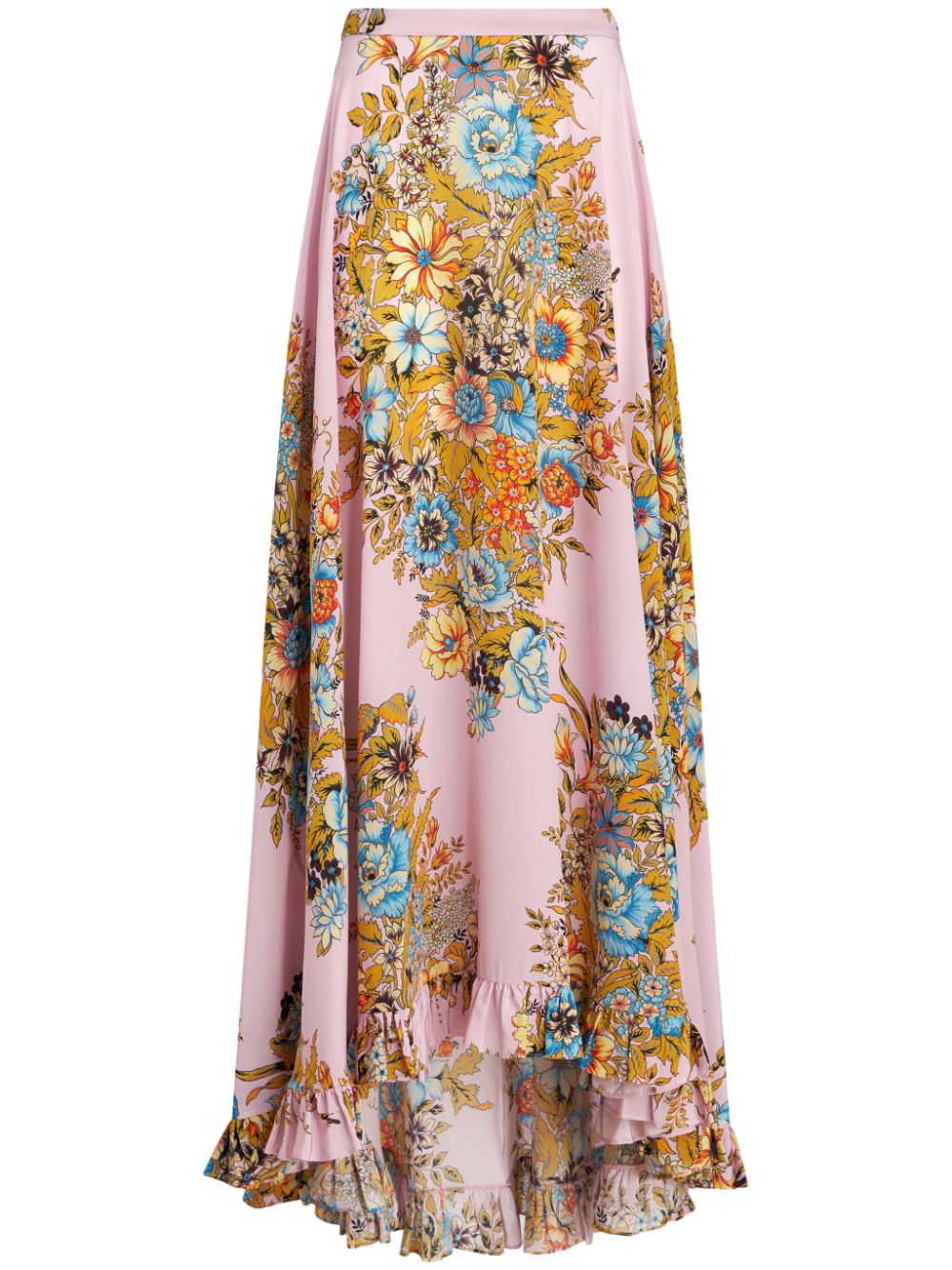 Floral-print silk maxi skirt - Pink