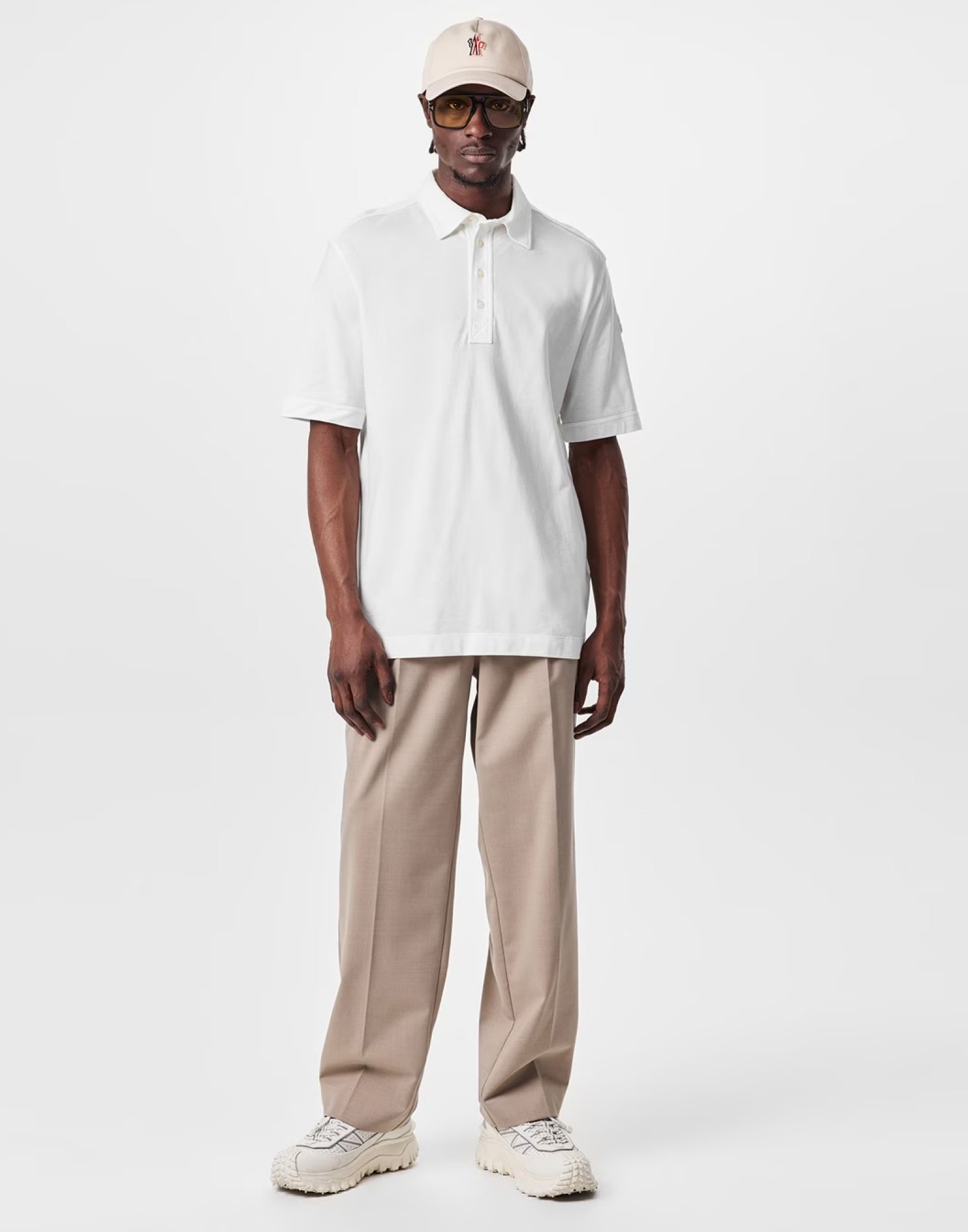Logo Patch Cotton Polo Shirt — White