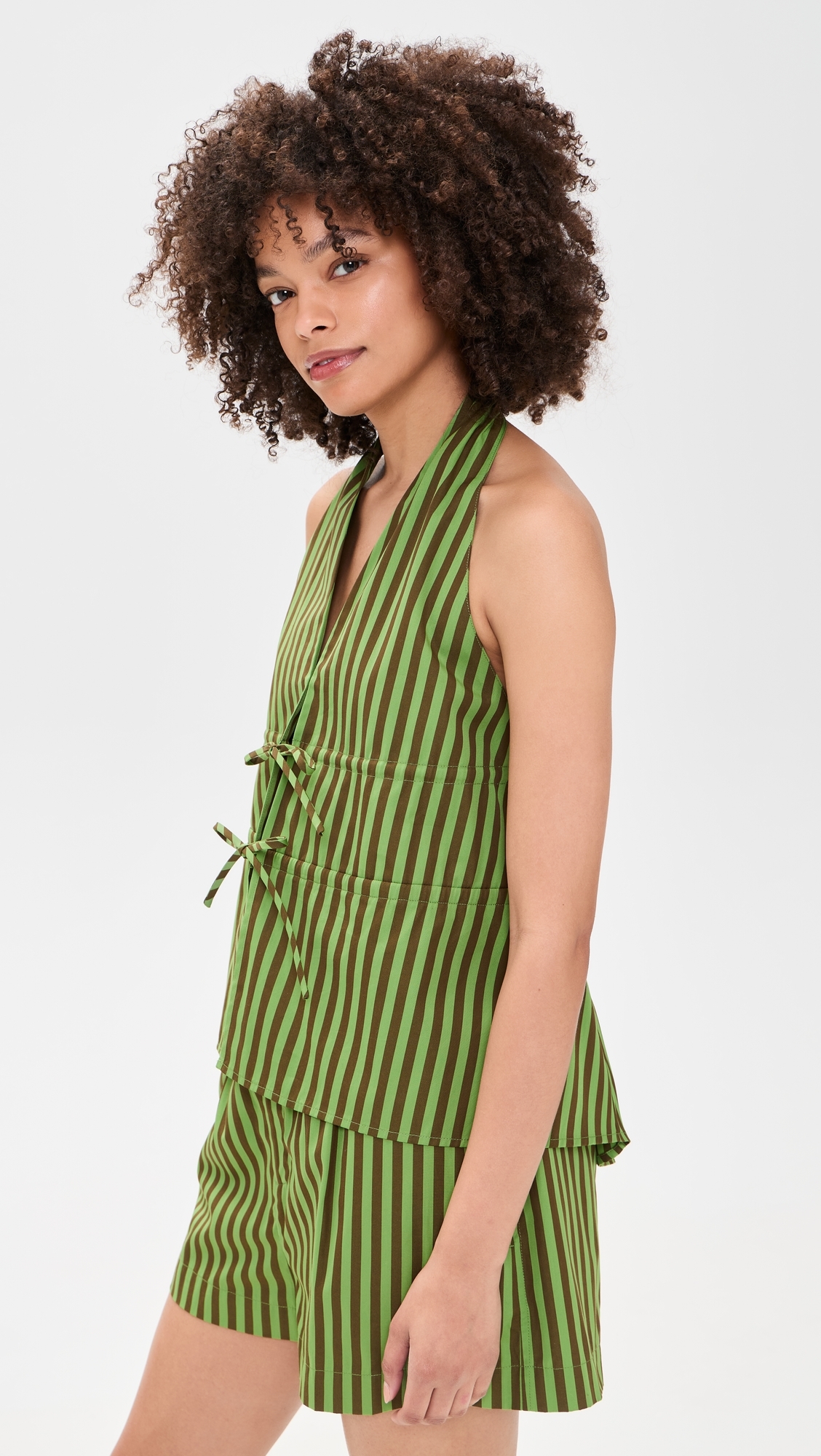 Amira Stripe Top Green Stripe