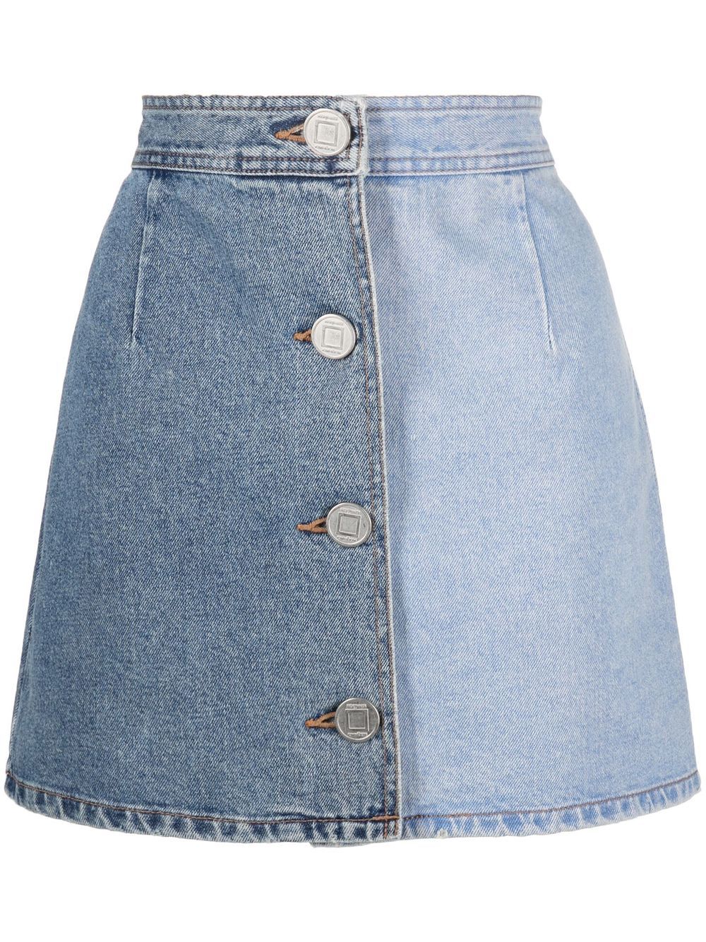 Two-tone denim mini skirt - Blue