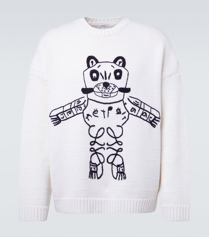 X Louis Wain embroidered wool sweater