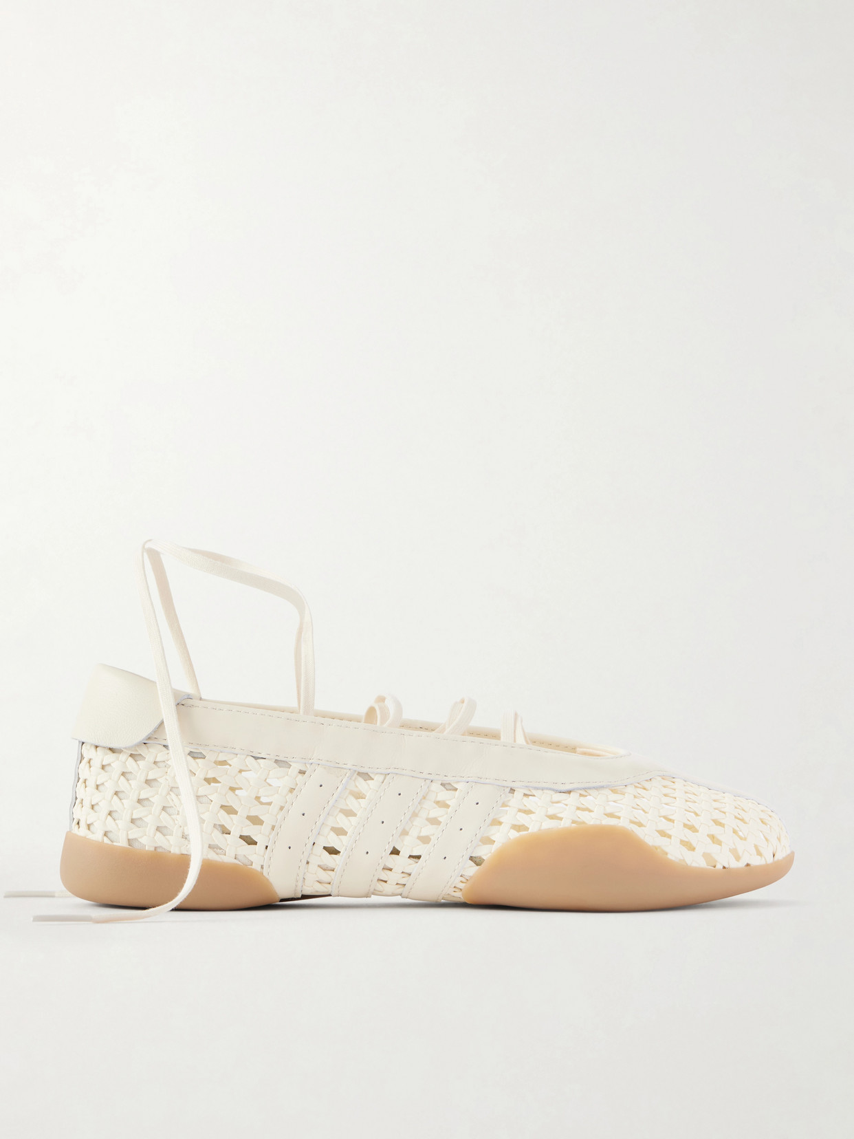 Taekwondo Mei Ballet Leather-trimmed Rubber Sneakers - White
