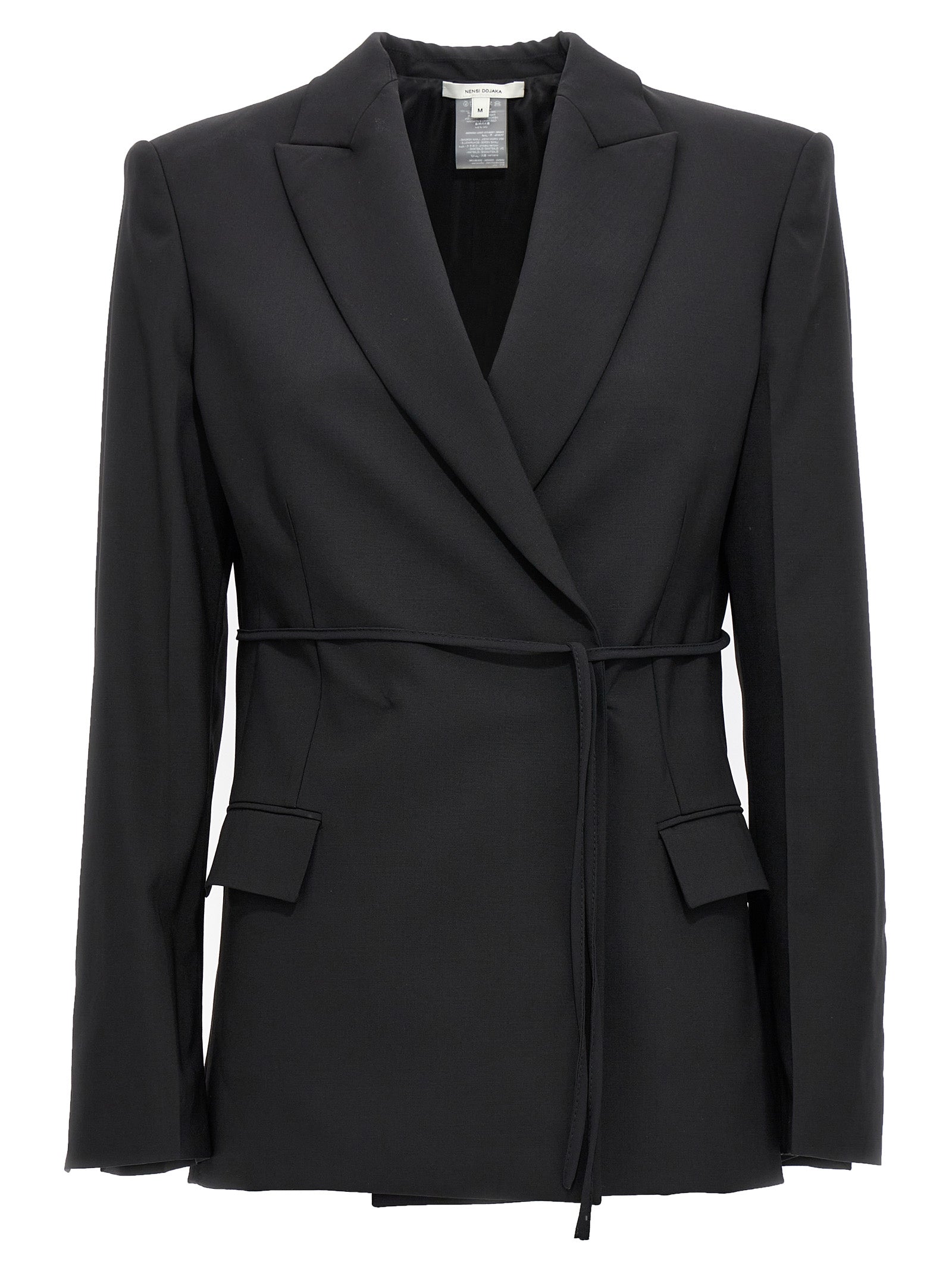 Virgin Wool Wrap Blazer — Black