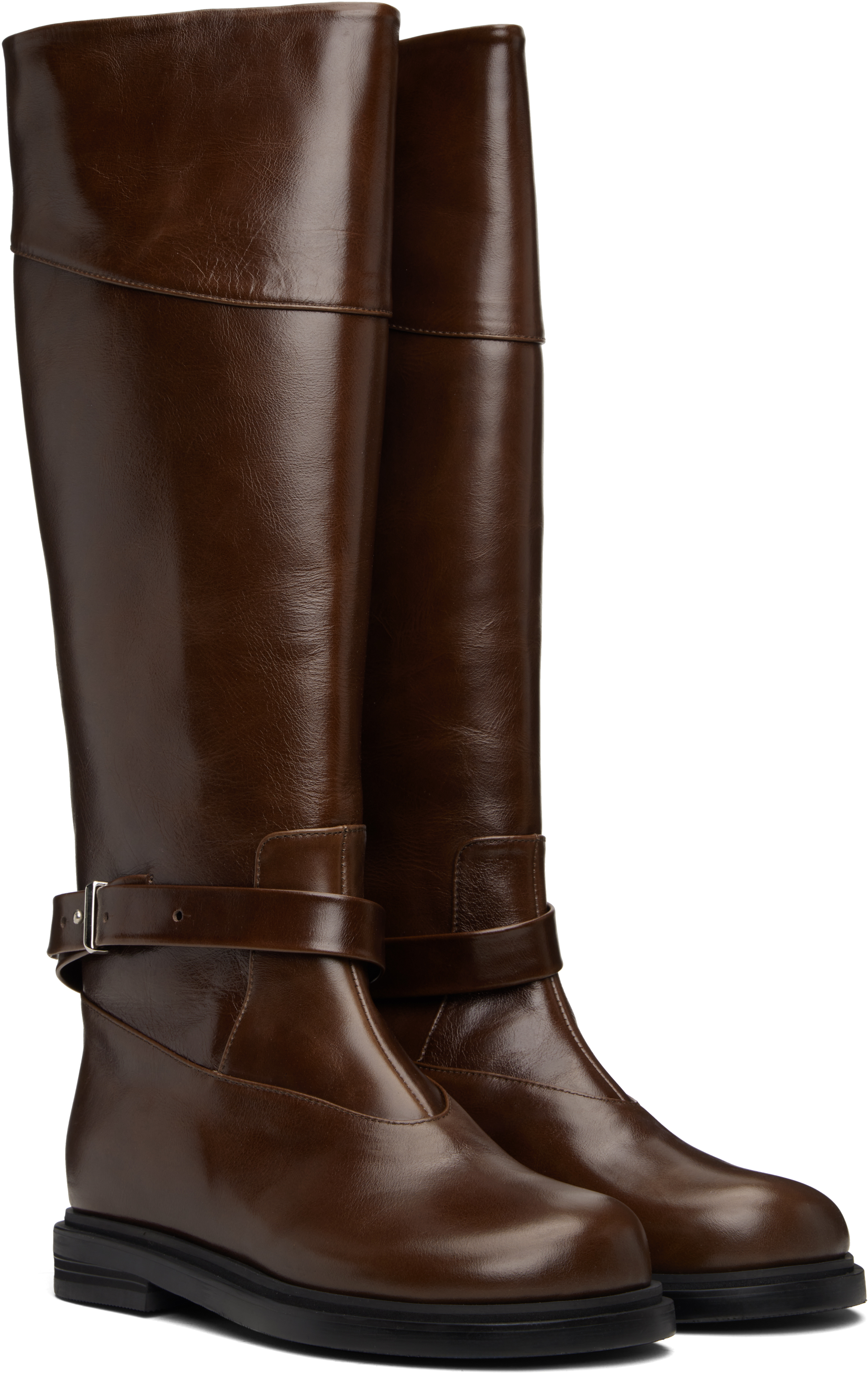 Tan Belted Angt Long Tall Boots