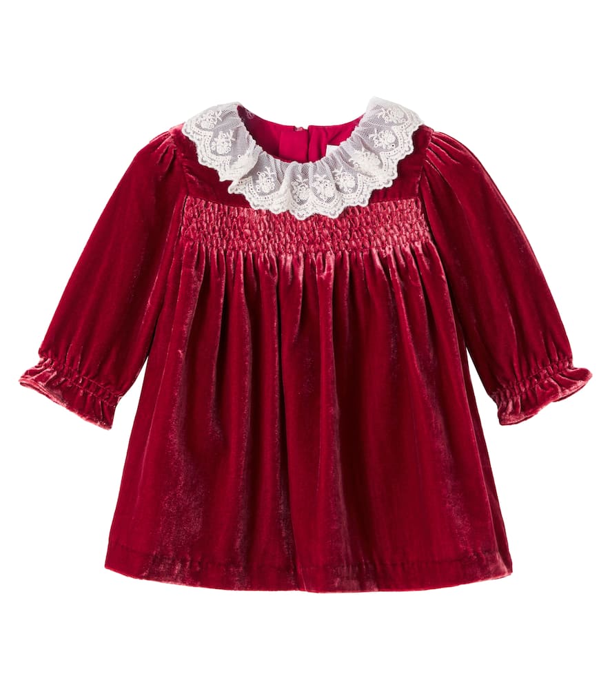Martina lace-trimmed velvet dress