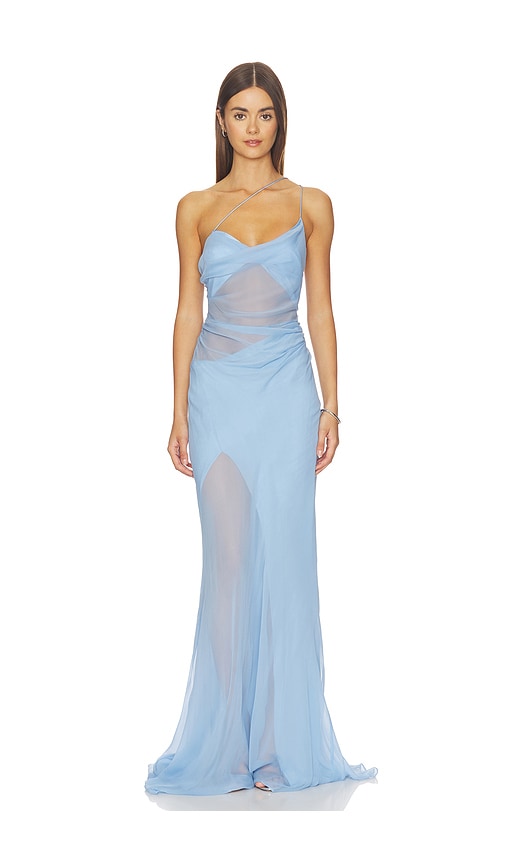 The Sei Strappy Diaphanous Gown in Blue. 2. Also
