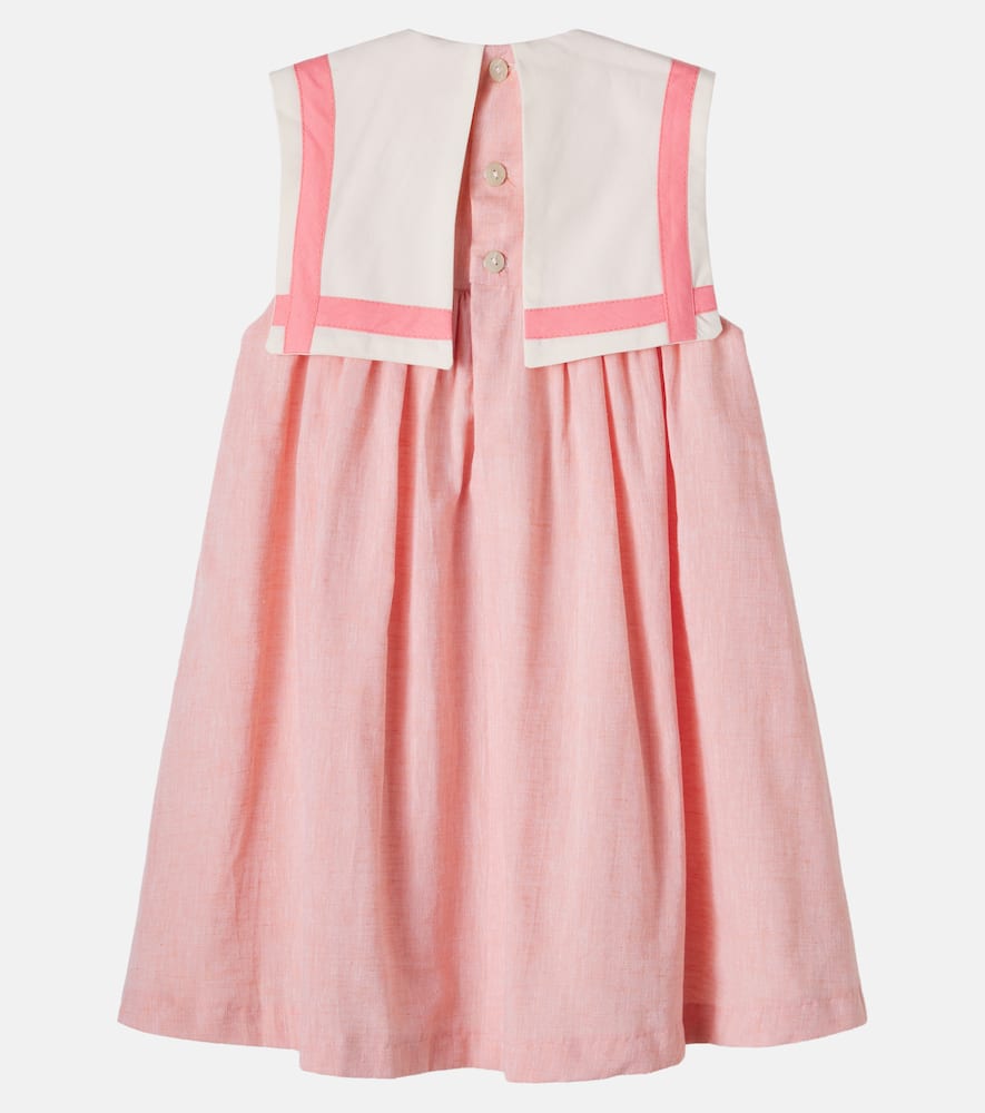 Gathered cotton and linen dress