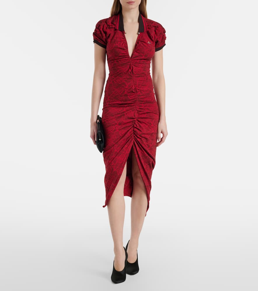 Pulling cotton jacquard midi dress