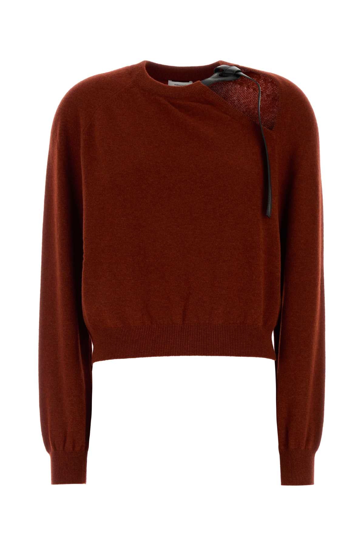 Virgin Wool Blend Sweater — Brick