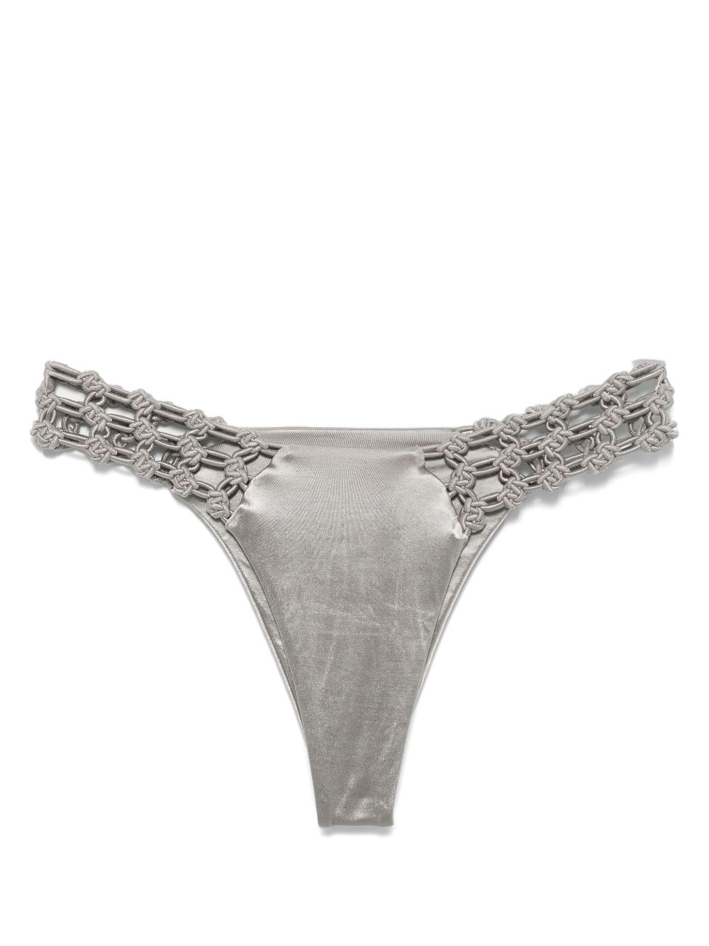 Floral-macrame bikini bottoms - Grey