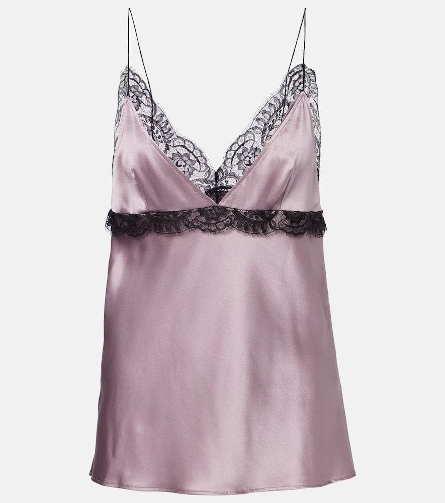 Lace-trimmed silk-blend satin camisole