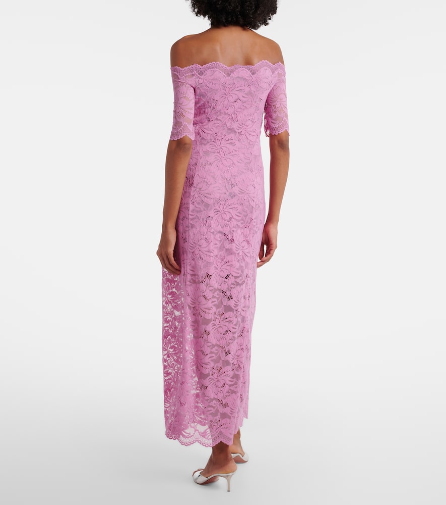Off-shoulder lace midi dress