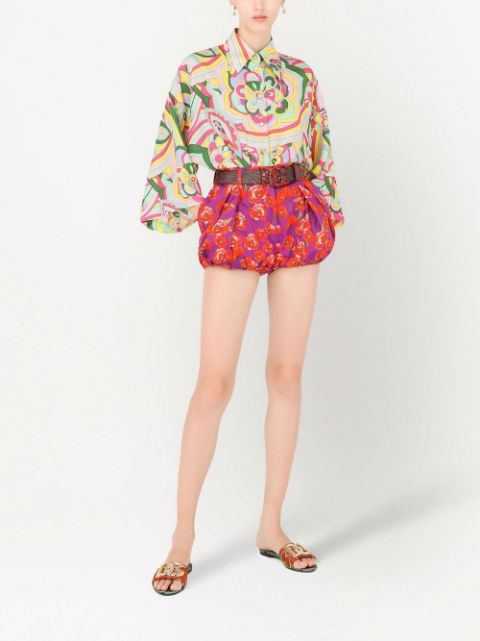 Abstract-print silk shirt