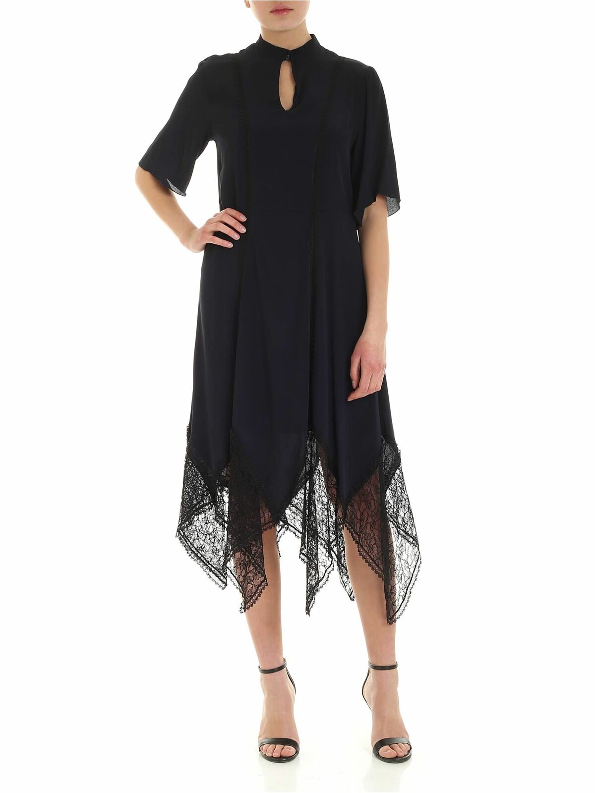 Viscose and silk midi dress in dark blue