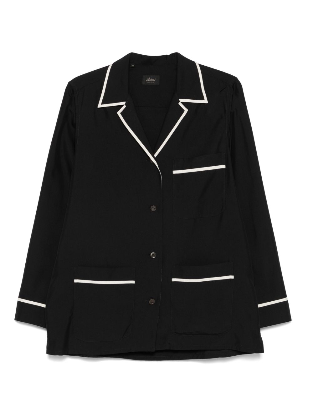 Piped-trim pocket shirt - Black