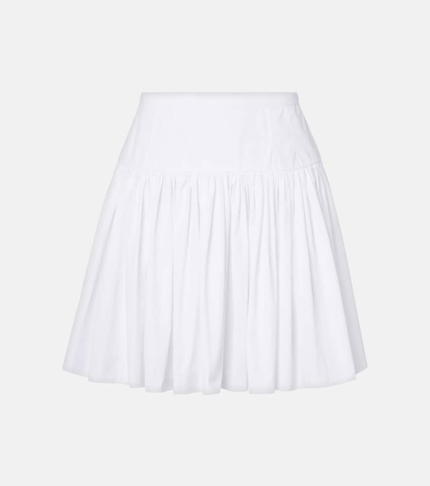 Pleated cotton poplin miniskirt