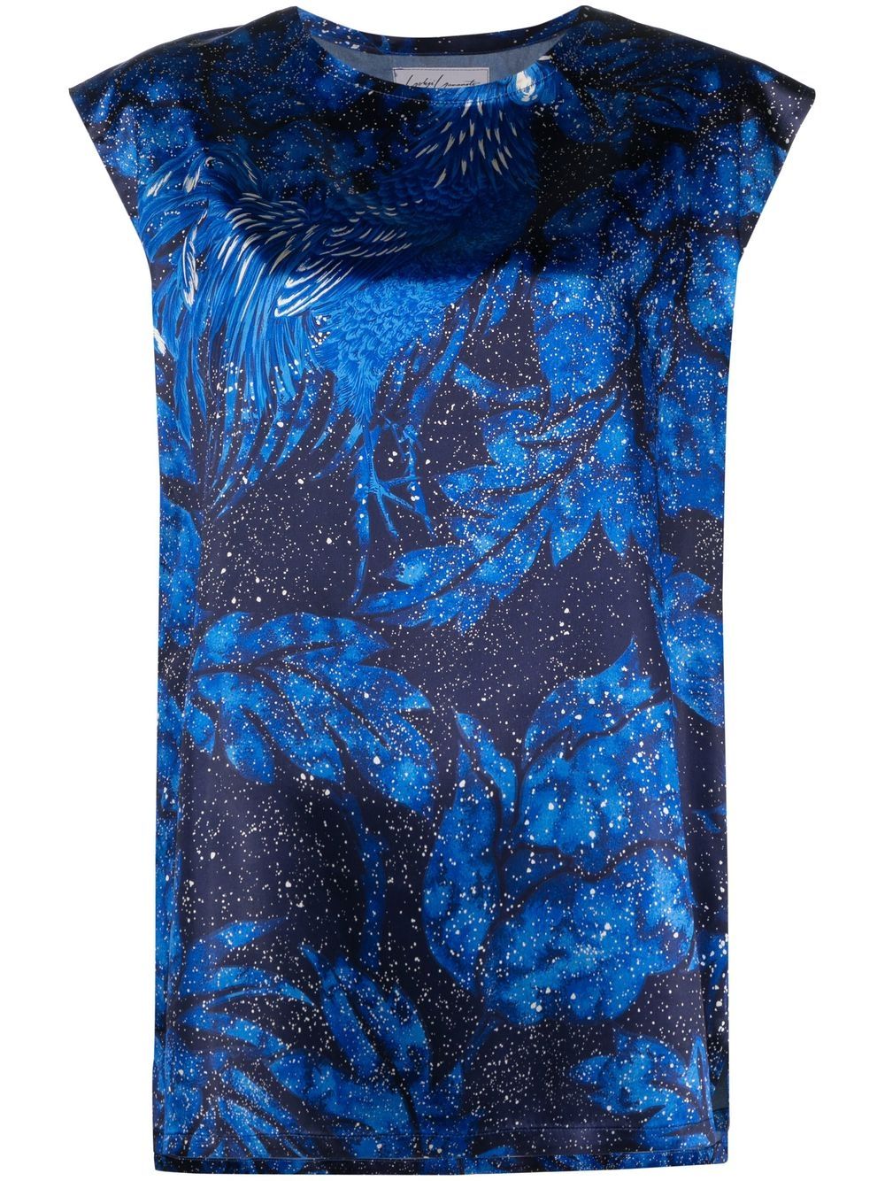 2000s leaf-print blouse - Blue