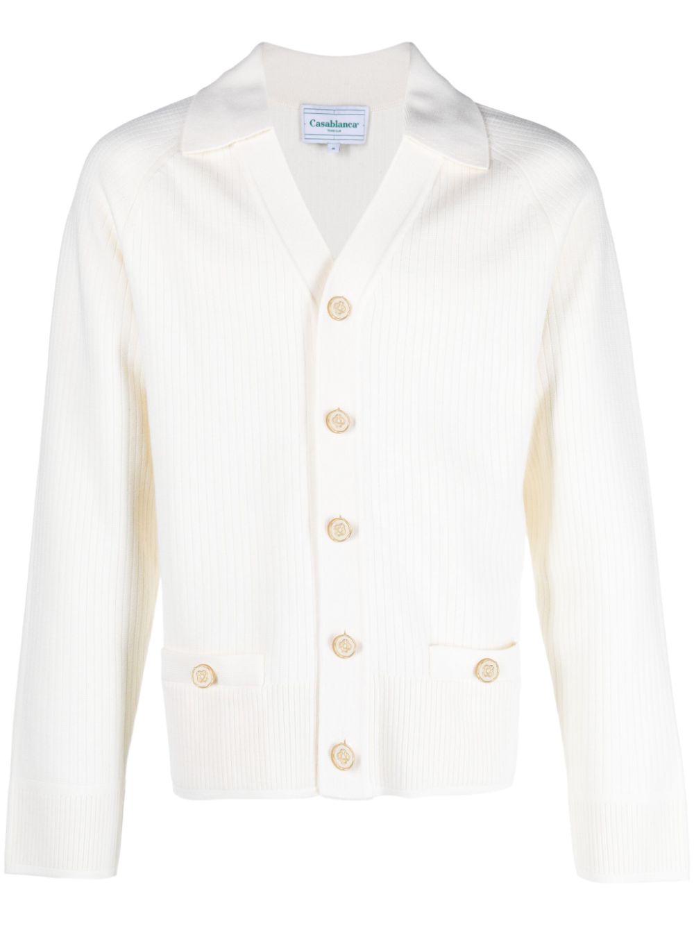 Wool-blend ribbed cardigan - White