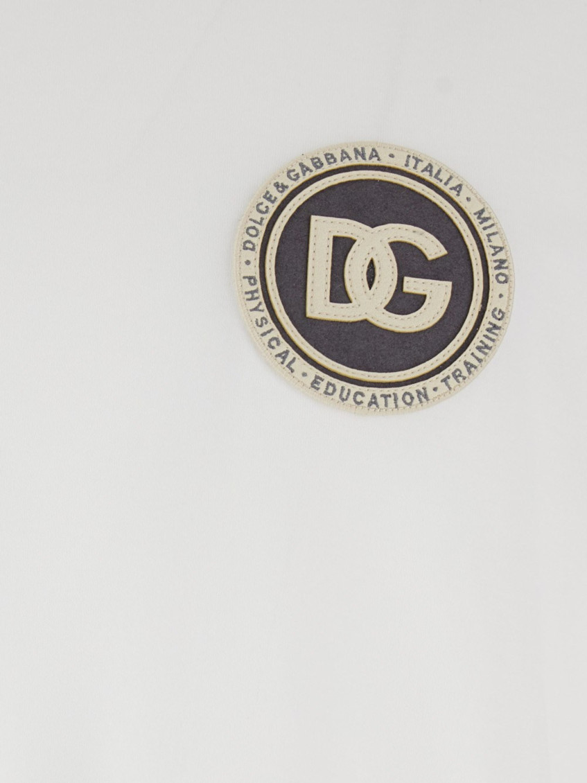 White Crewneck T-Shirt With Logo Embroidery On The Front In Cotton Man