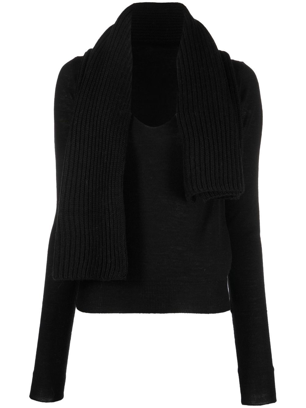 Scarf-collar detail jumper - Black