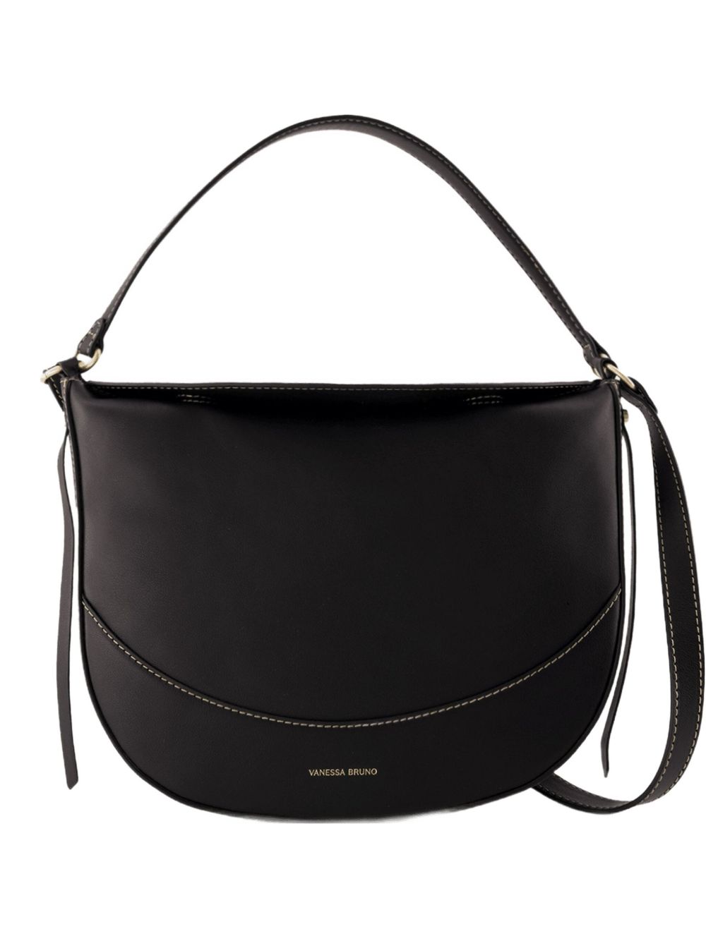 Large top handle curved shoulder bag - Black
