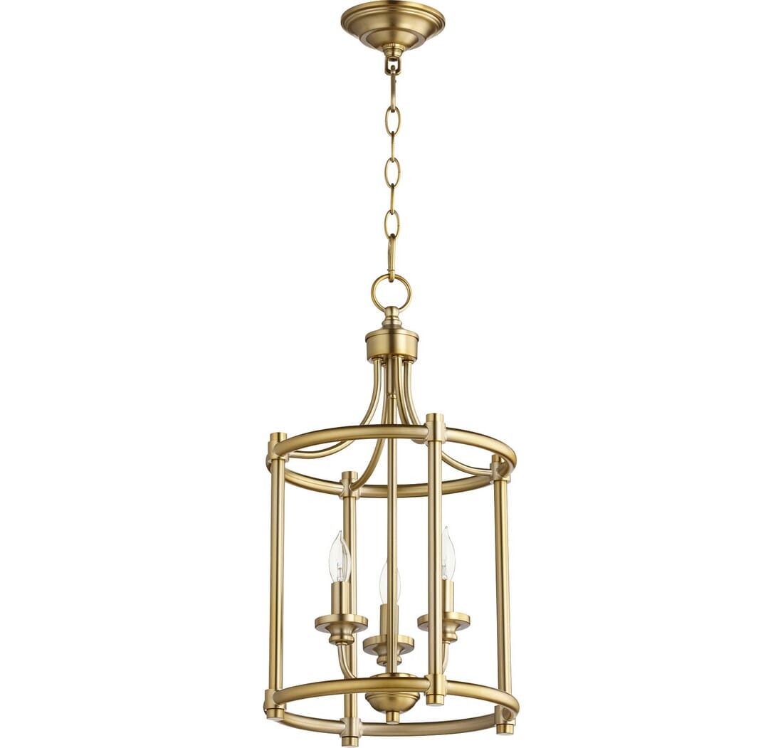 Quorum Rossington 3-Light 12" Foyer Light in Aged Bra