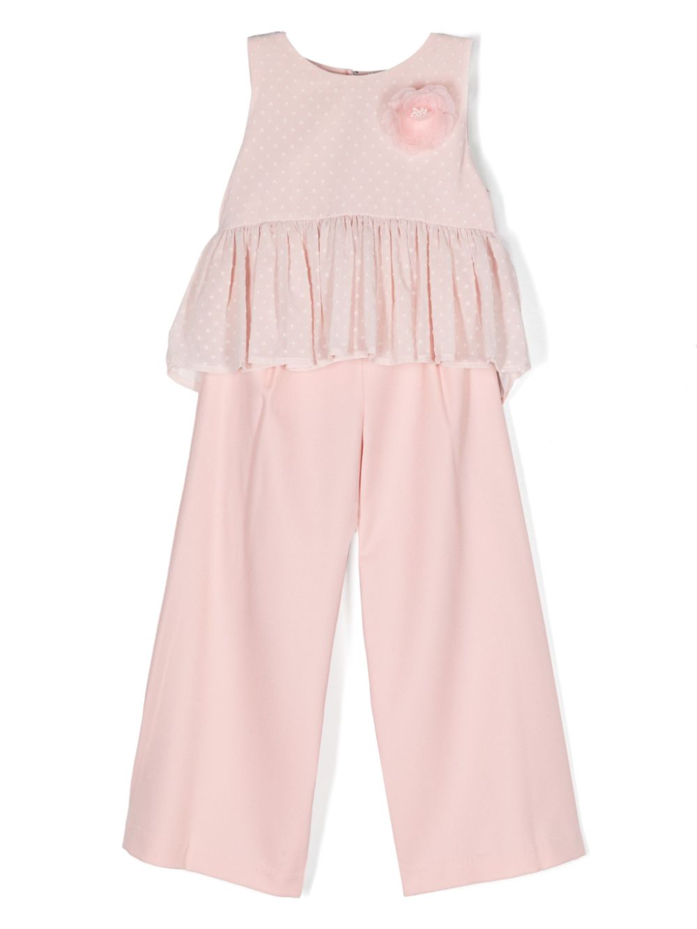 Polka-dot embroidered trousers set - Pink