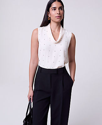 Ann Taylor Dotted Cowl Neck Top