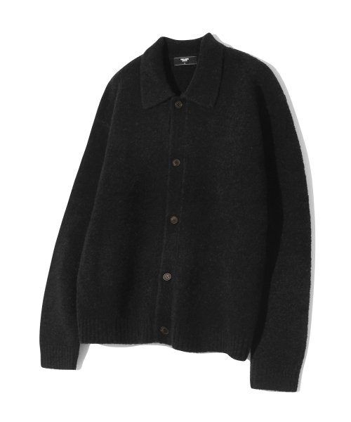 Wool booklet collar cardigan knit