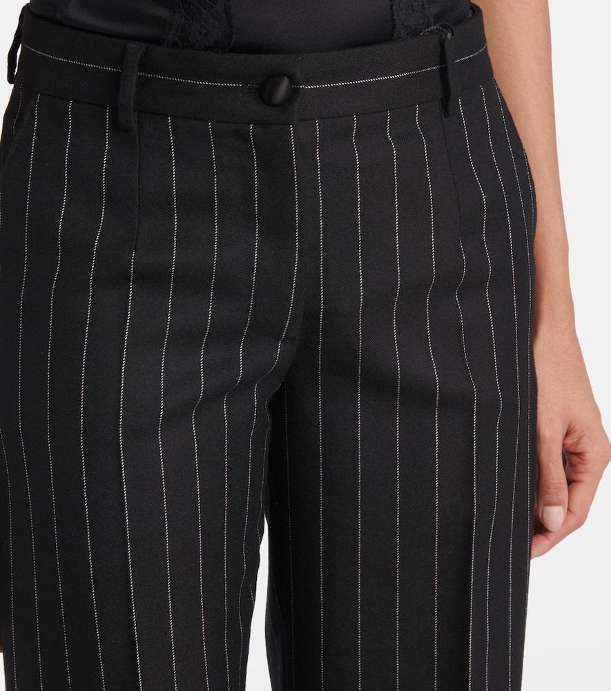 Striped wool straight pants