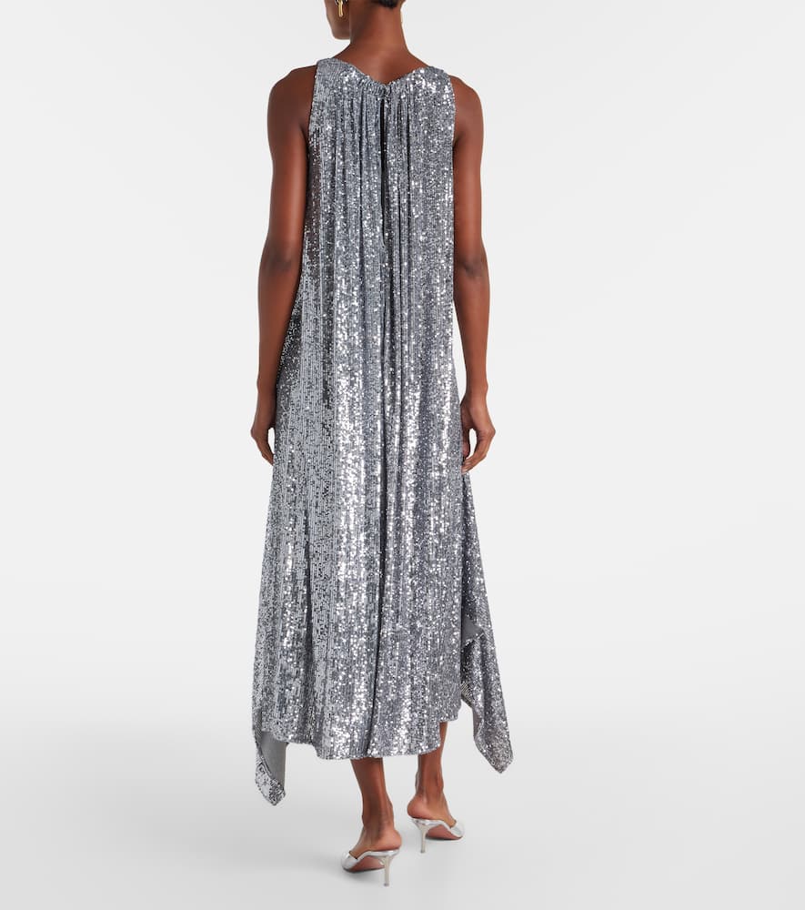 Sequined gathered cocktail dress