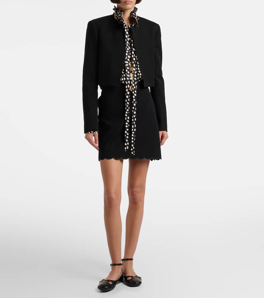 Chloé Scalloped cropped cotton velvet jacket
