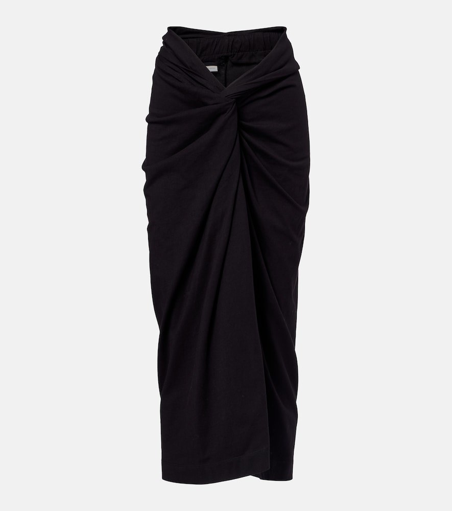 Gathered cotton midi skirt