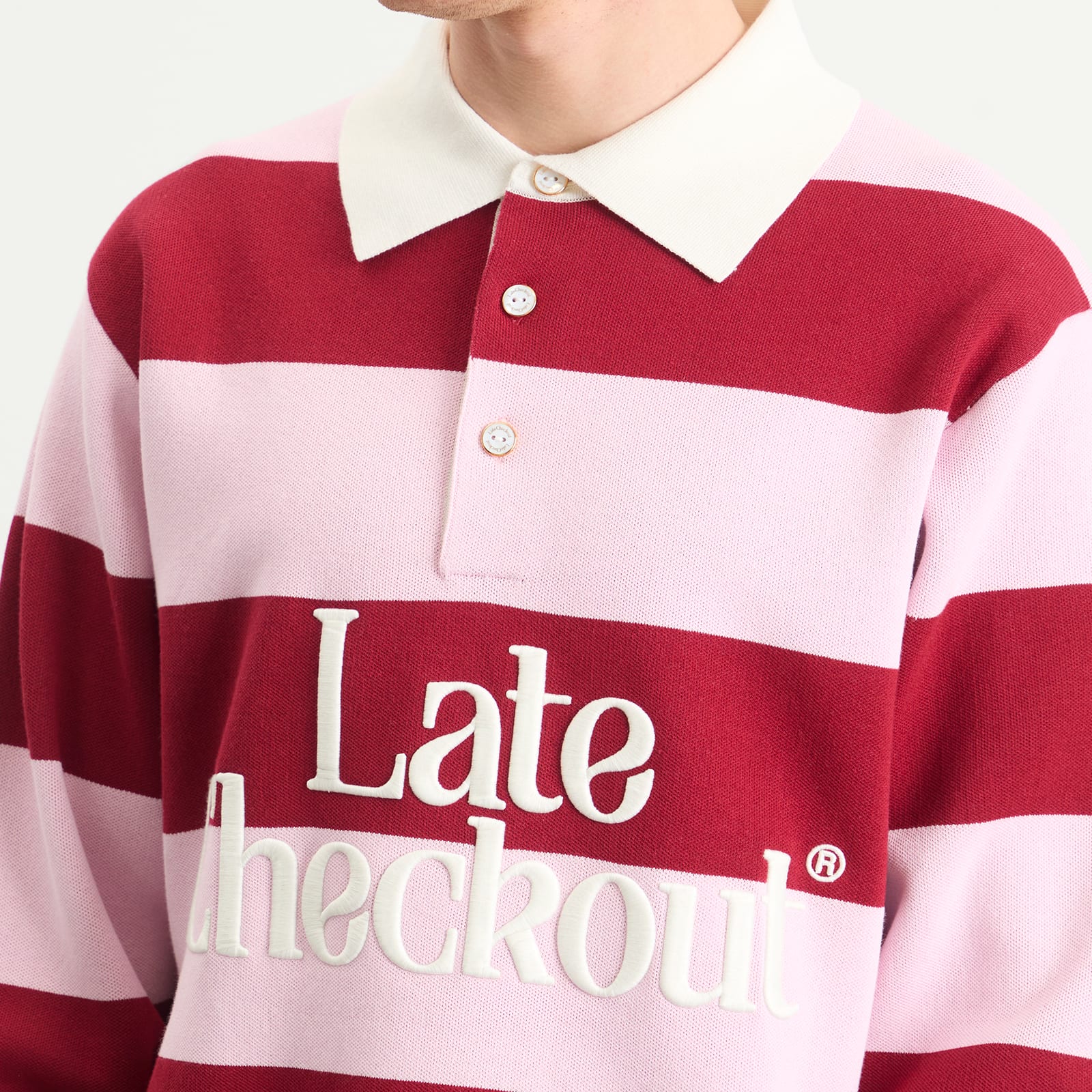 Men's Pink/Burgundy Rugby Polo