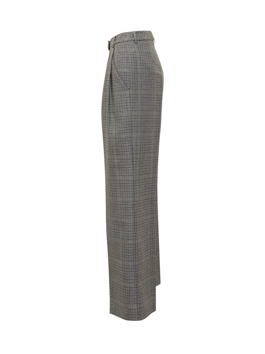 Grey Tailored Checks Pleated Pants